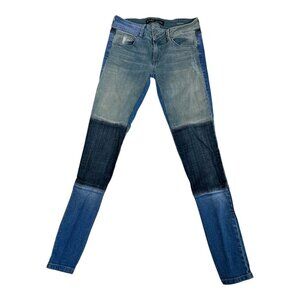 Fade to Blue Women's Tri Color Patchwork High Rise Skinny Jeans Size 26 Stretch